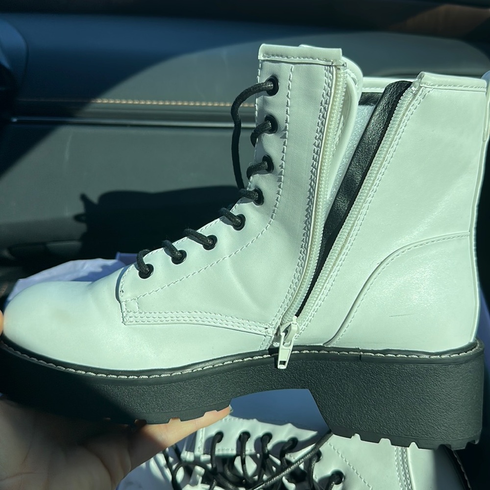 Madden girl white combat boots